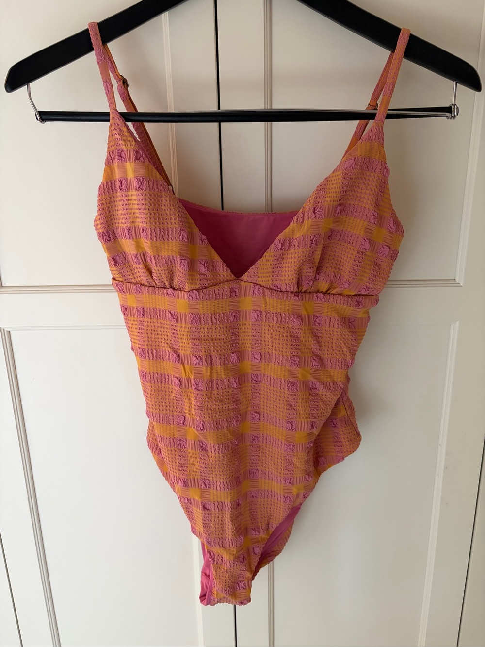 Andie Pink and Yellow Textured One-Piece Swimsuit